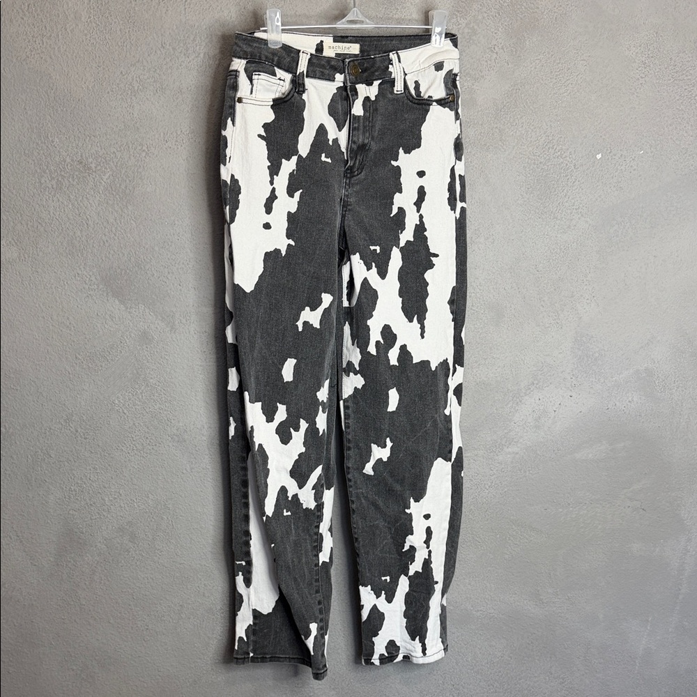 Machine Monochrome Patterned Jeans